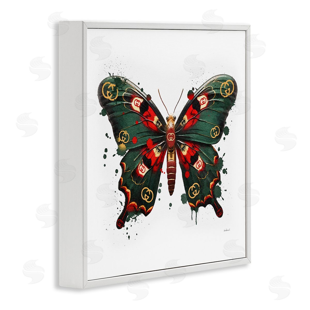 Amanda Greenwood Fashion Brand Butterfly White Framed Giclee Wall Artside_