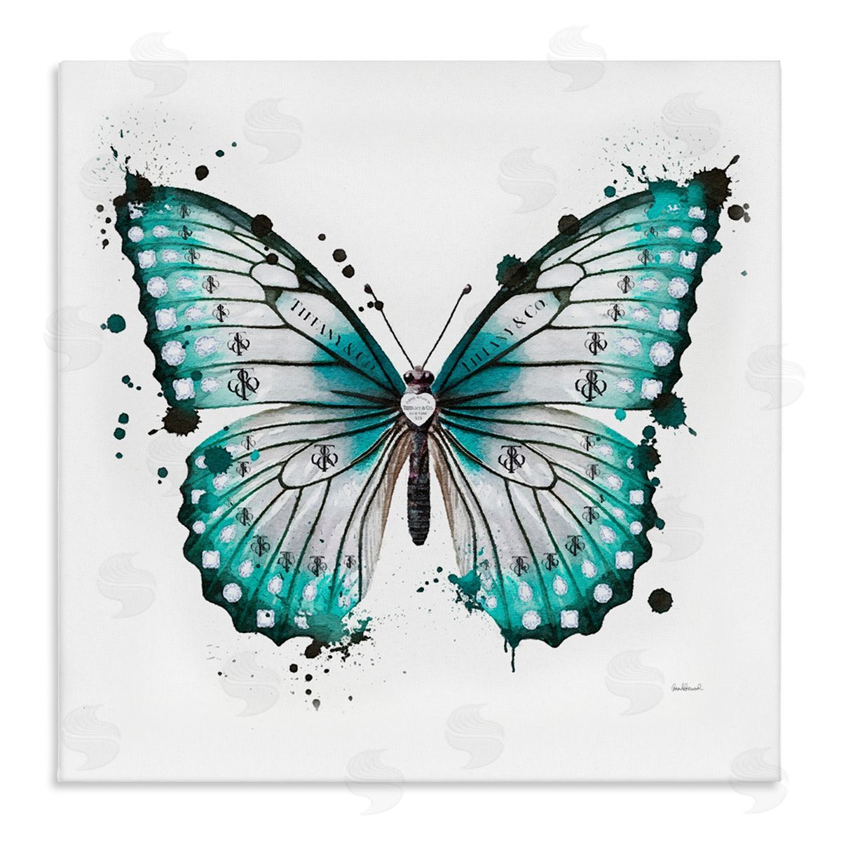 Amanda Greenwood Blue Glam Butterfly Canvas Wall Art