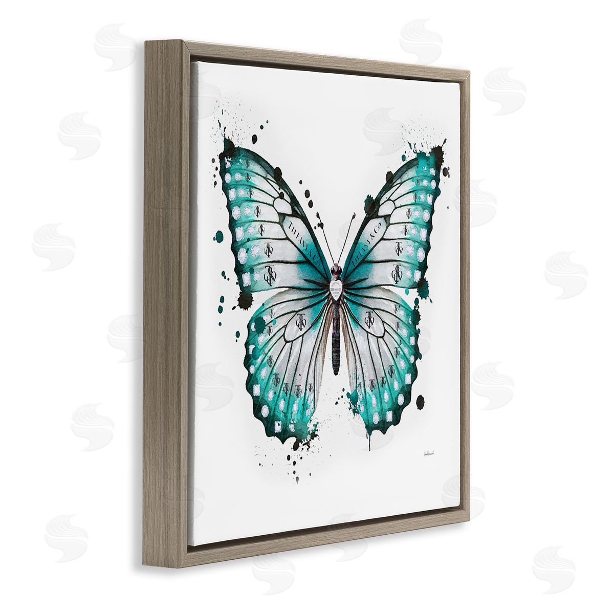 Amanda Greenwood Blue Glam Butterfly Brown Floater Frame Canvas Artside_