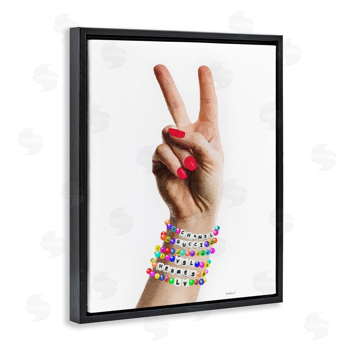 Amanda Greenwood Glam Bracelets Peace Sign Black Floater Frame Canvas Artside_