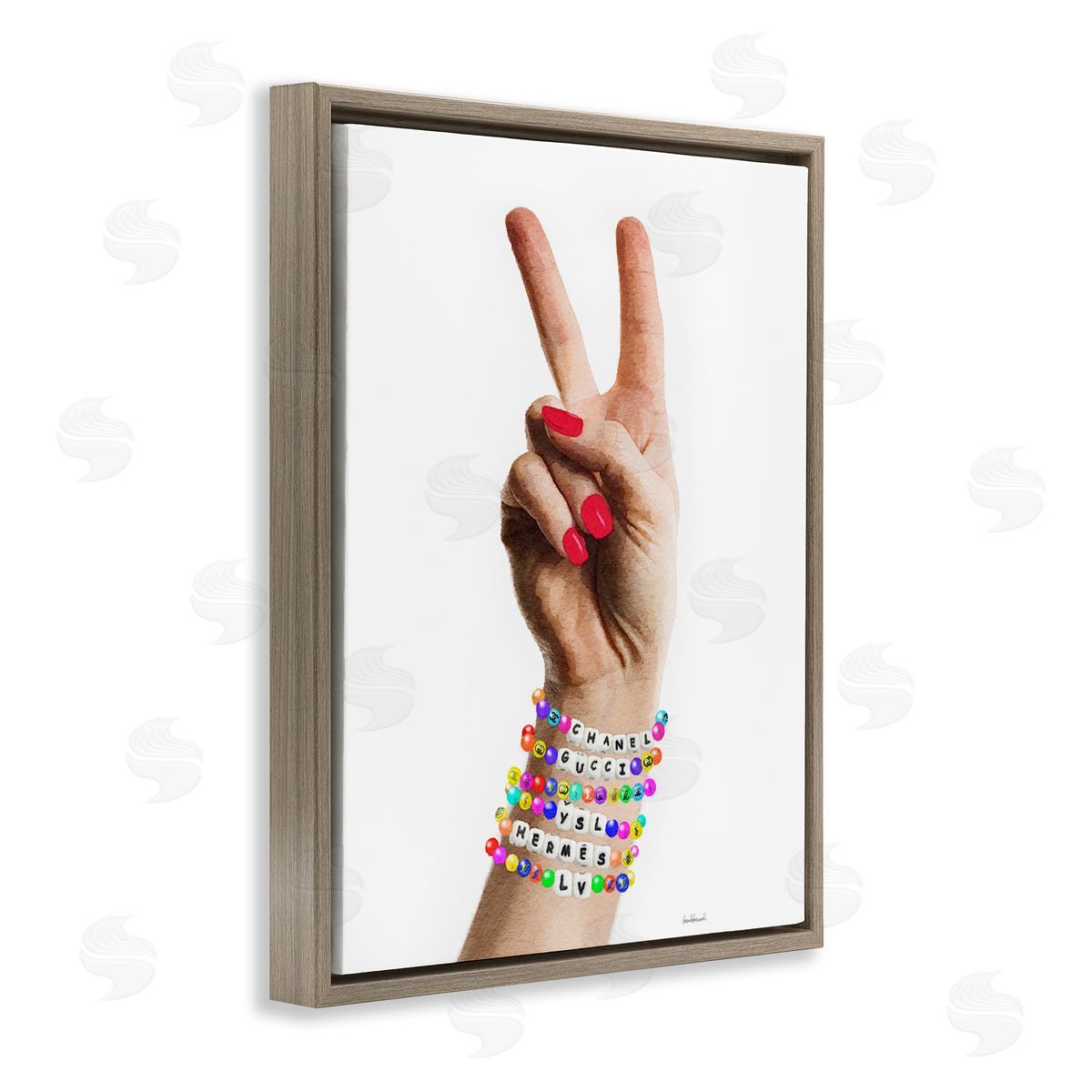 Amanda Greenwood Glam Bracelets Peace Sign Brown Floater Frame Canvas Artside_