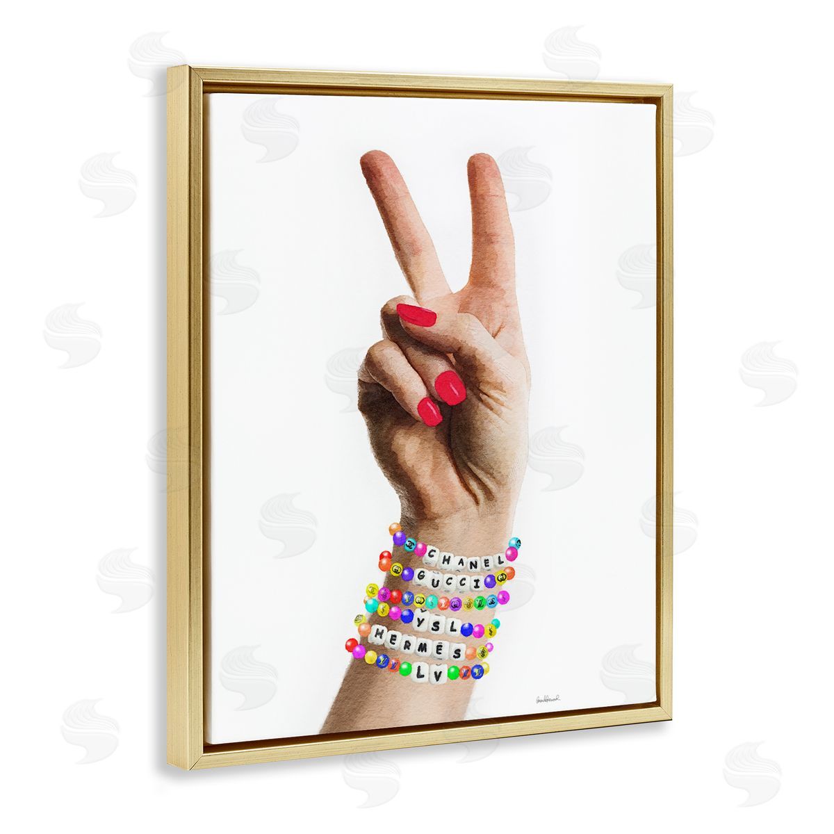 Amanda Greenwood Glam Bracelets Peace Sign Gold Floater Frame Canvas Artside_