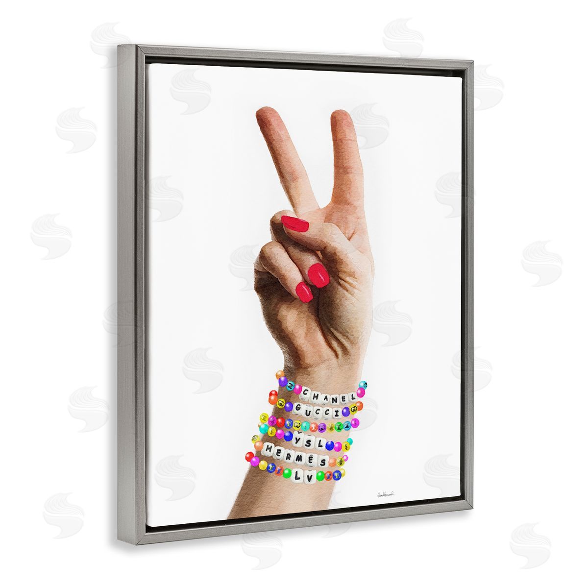Amanda Greenwood Glam Bracelets Peace Sign Gray Floater Frame Canvas Artside_