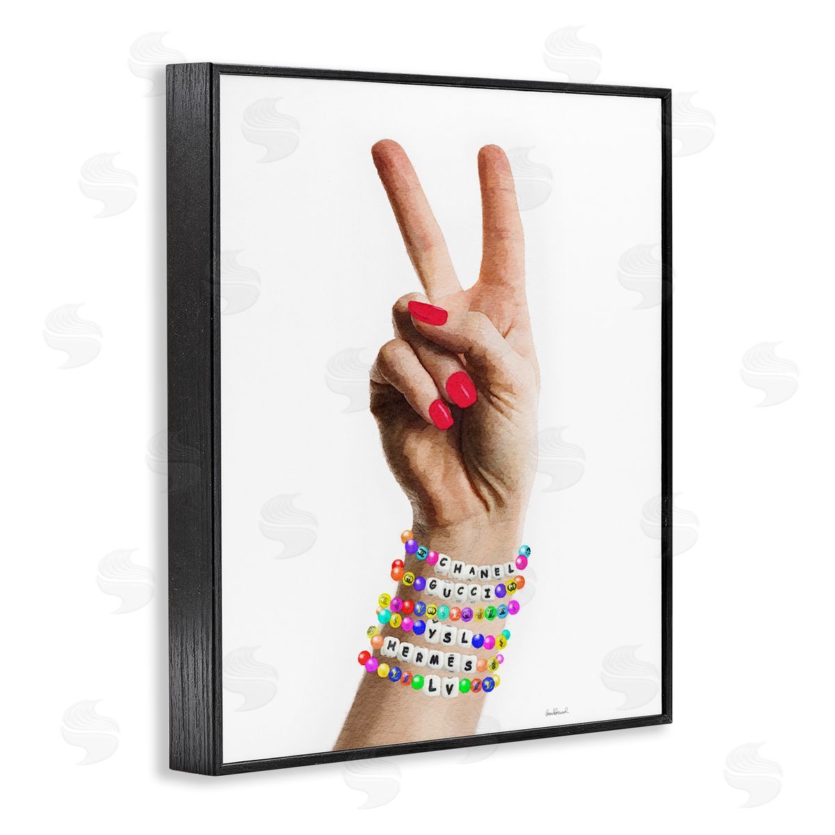 Amanda Greenwood Glam Bracelets Peace Sign Black Framed Giclee Wall Artside_