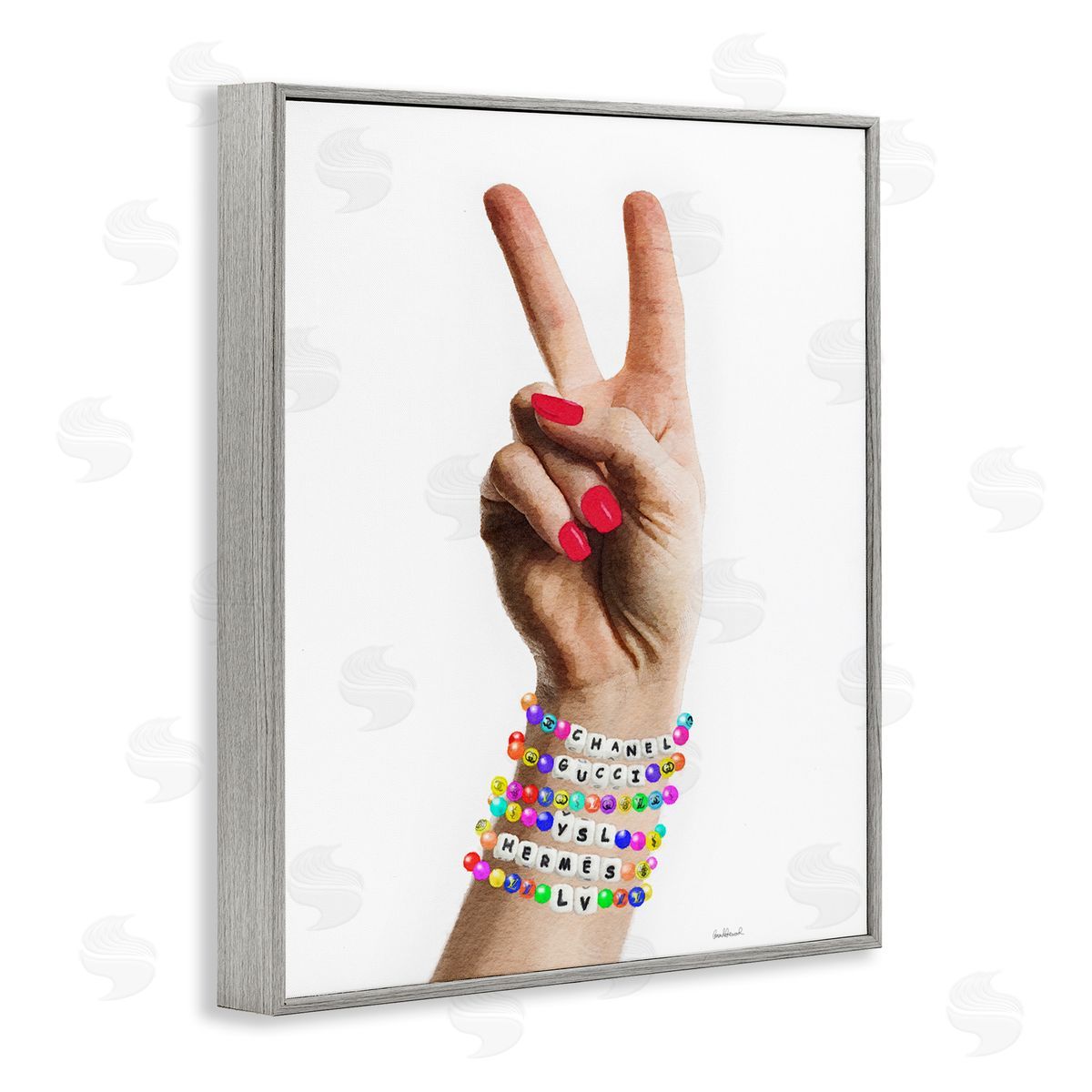 Amanda Greenwood Glam Bracelets Peace Sign Gray Framed Giclee Wall Artside_