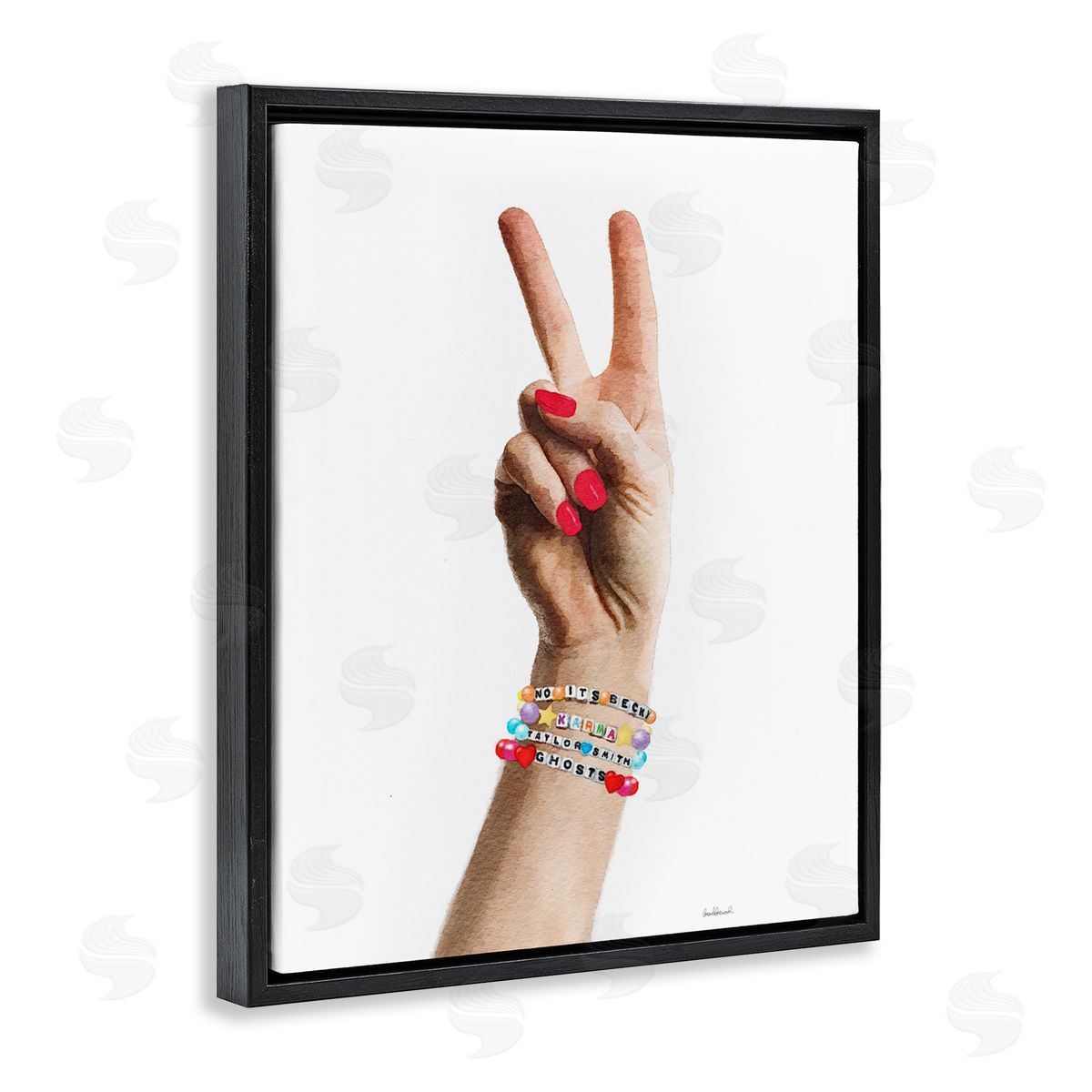 Amanda Greenwood Peace Sign Hand Black Floater Frame Canvas Artside_
