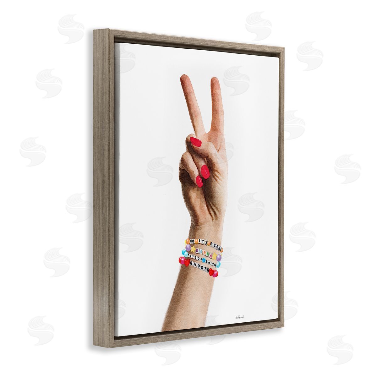 Amanda Greenwood Peace Sign Hand Brown Floater Frame Canvas Artside_