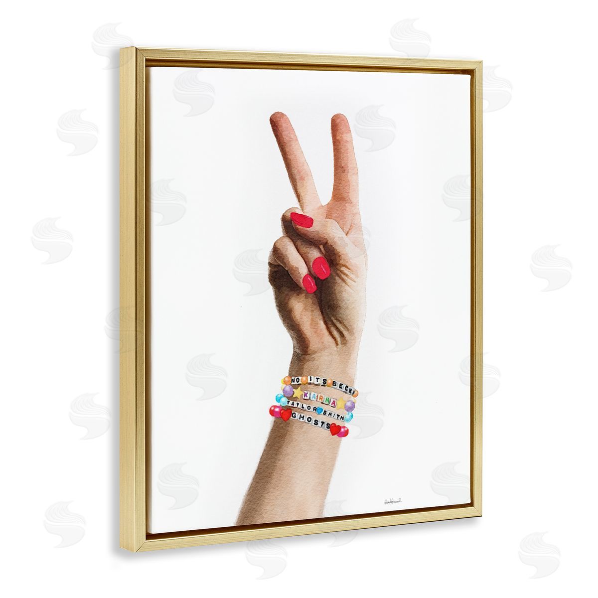 Amanda Greenwood Peace Sign Hand Gold Floater Frame Canvas Artside_