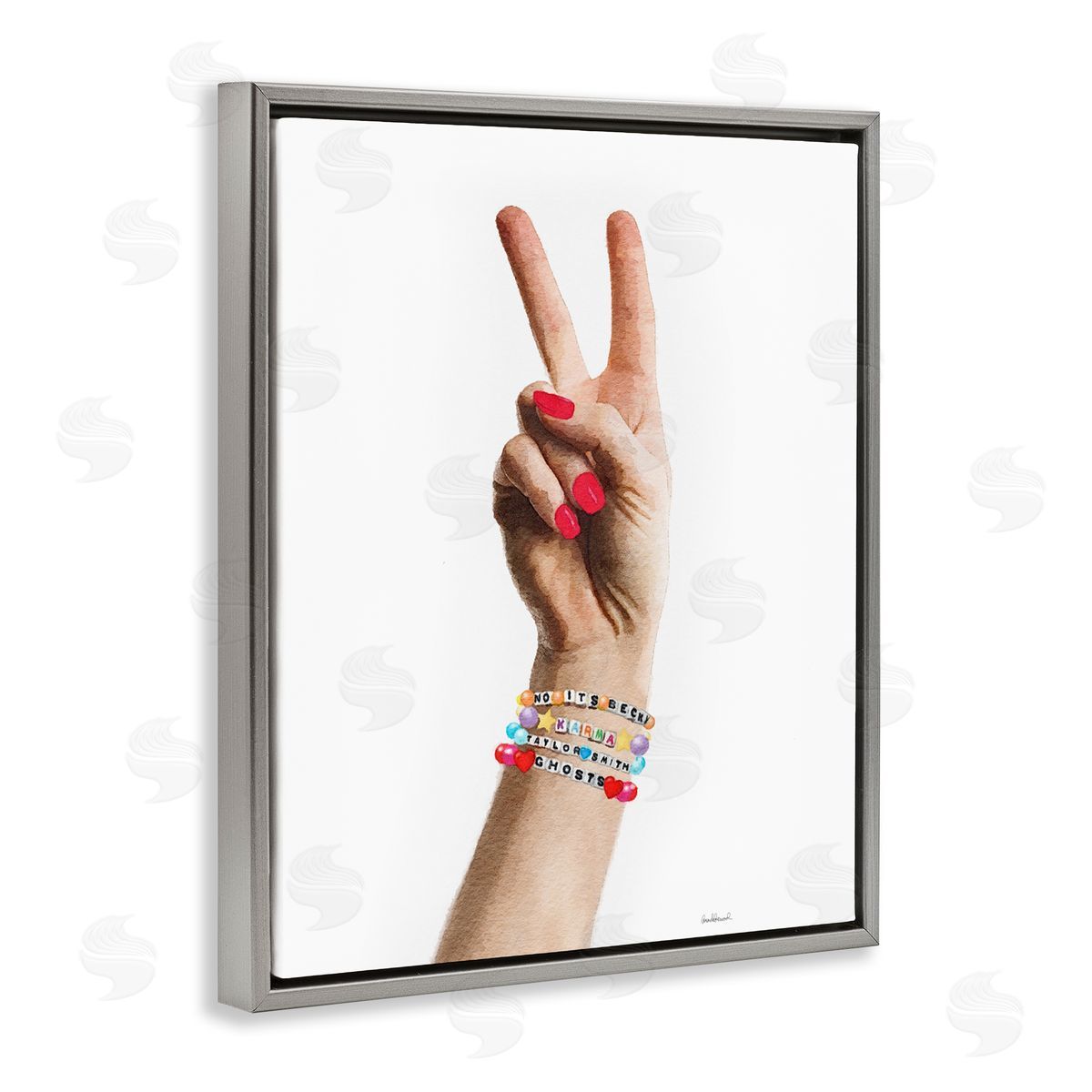 Amanda Greenwood Peace Sign Hand Gray Floater Frame Canvas Artside_