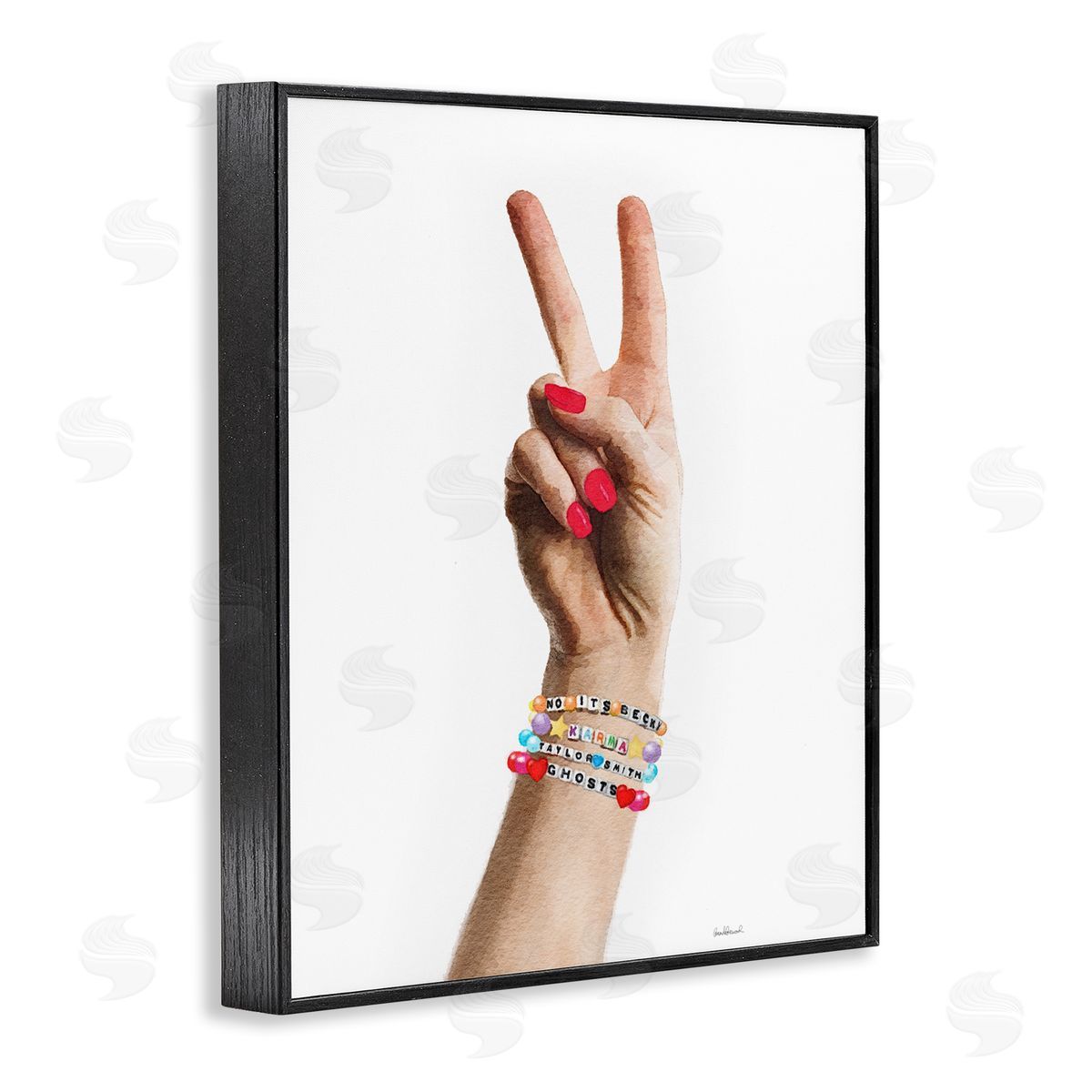 Amanda Greenwood Peace Sign Hand Black Framed Giclee Wall Artside_