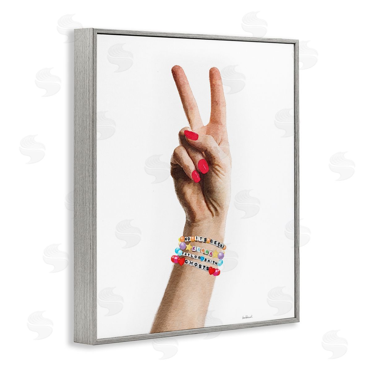 Amanda Greenwood Peace Sign Hand Gray Framed Giclee Wall Artside_