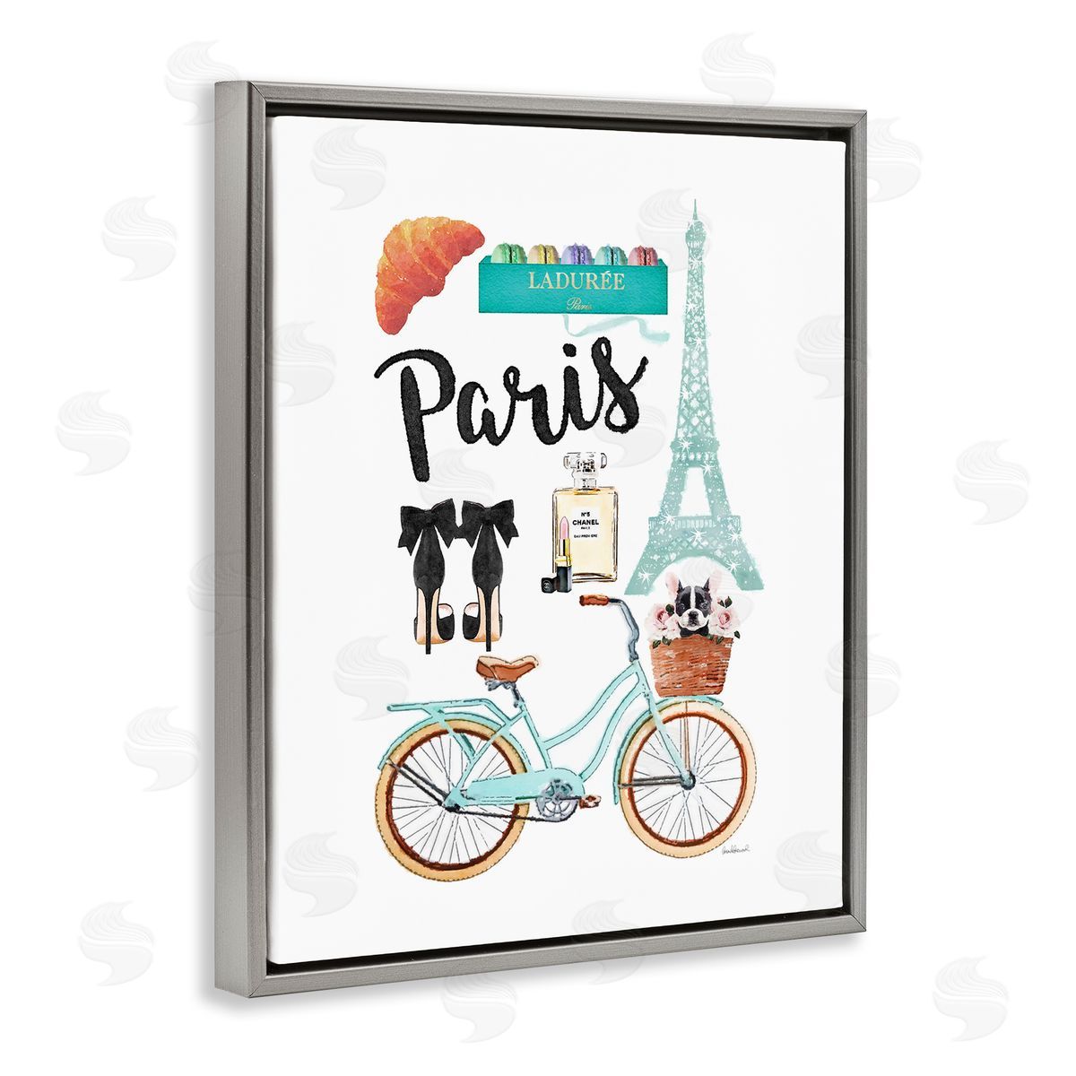 Amanda Greenwood Paris Glam Travel Gray Floater Frame Canvas Artside_