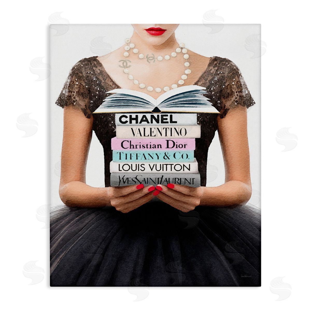 Amanda Greenwood Girl with Fashion Books Canvas Wall Art