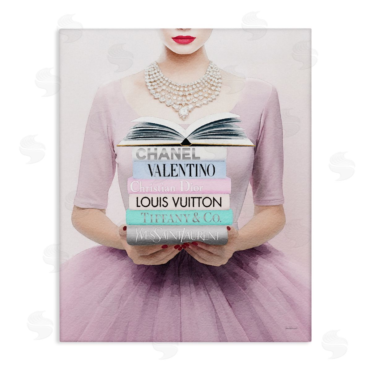 Amanda Greenwood Fashionista with Books Canvas Wall Art