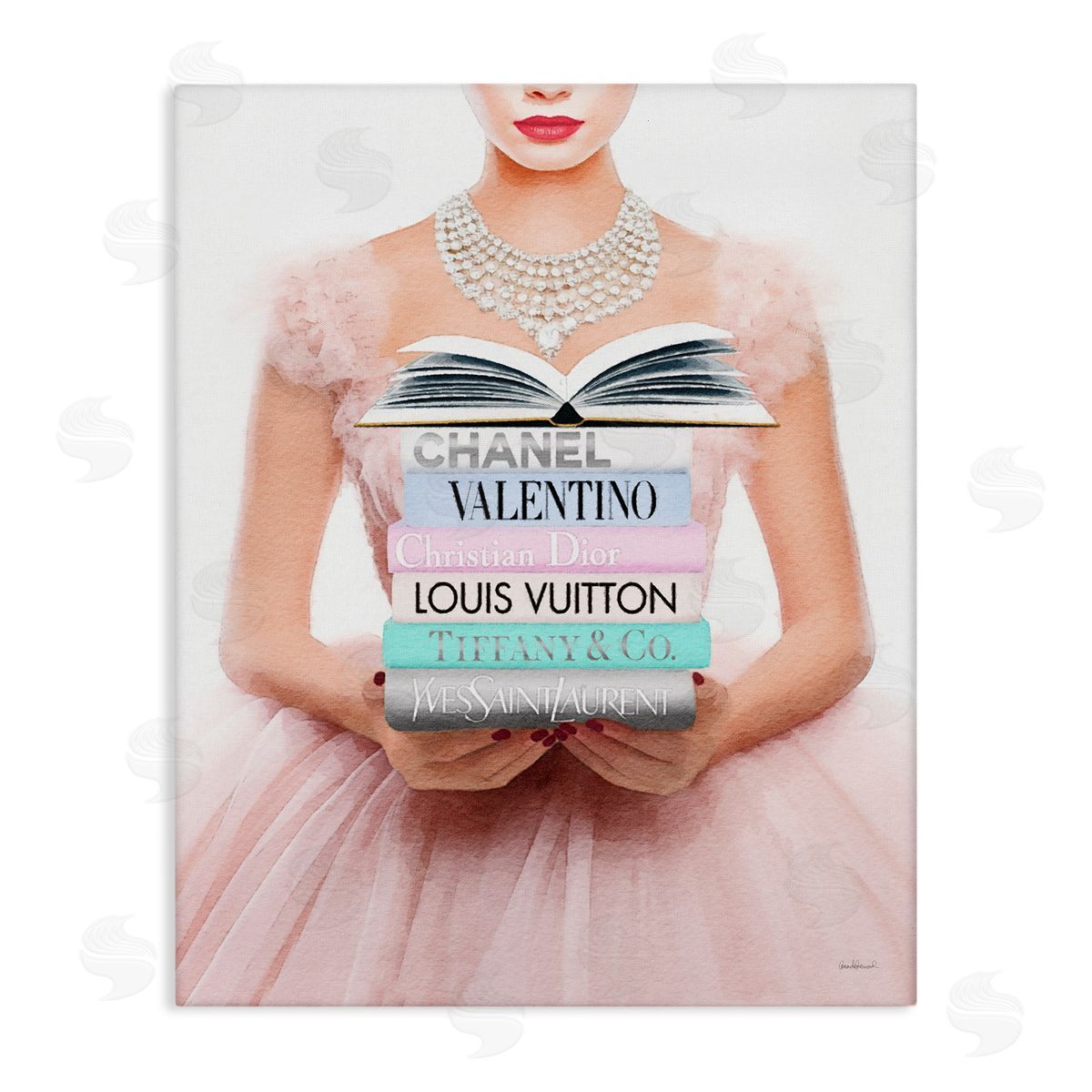 Amanda Greenwood Fashionista Girl & Books Canvas Wall Art