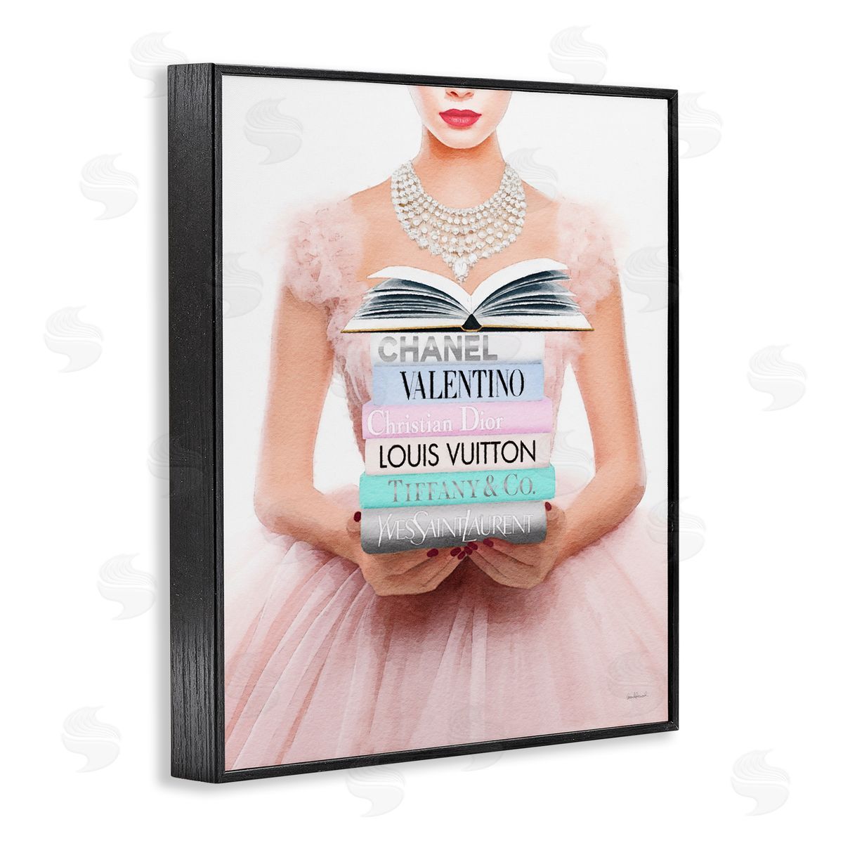 Amanda Greenwood Fashionista Girl & Books Black Framed Giclee Wall Artside_