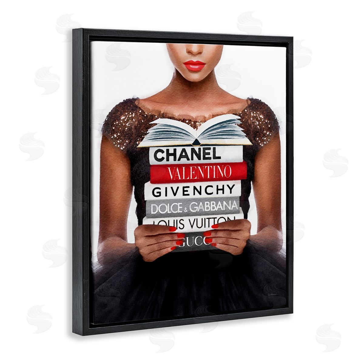 Amanda Greenwood Glam Girl & Books Black Floater Frame Canvas Artside_
