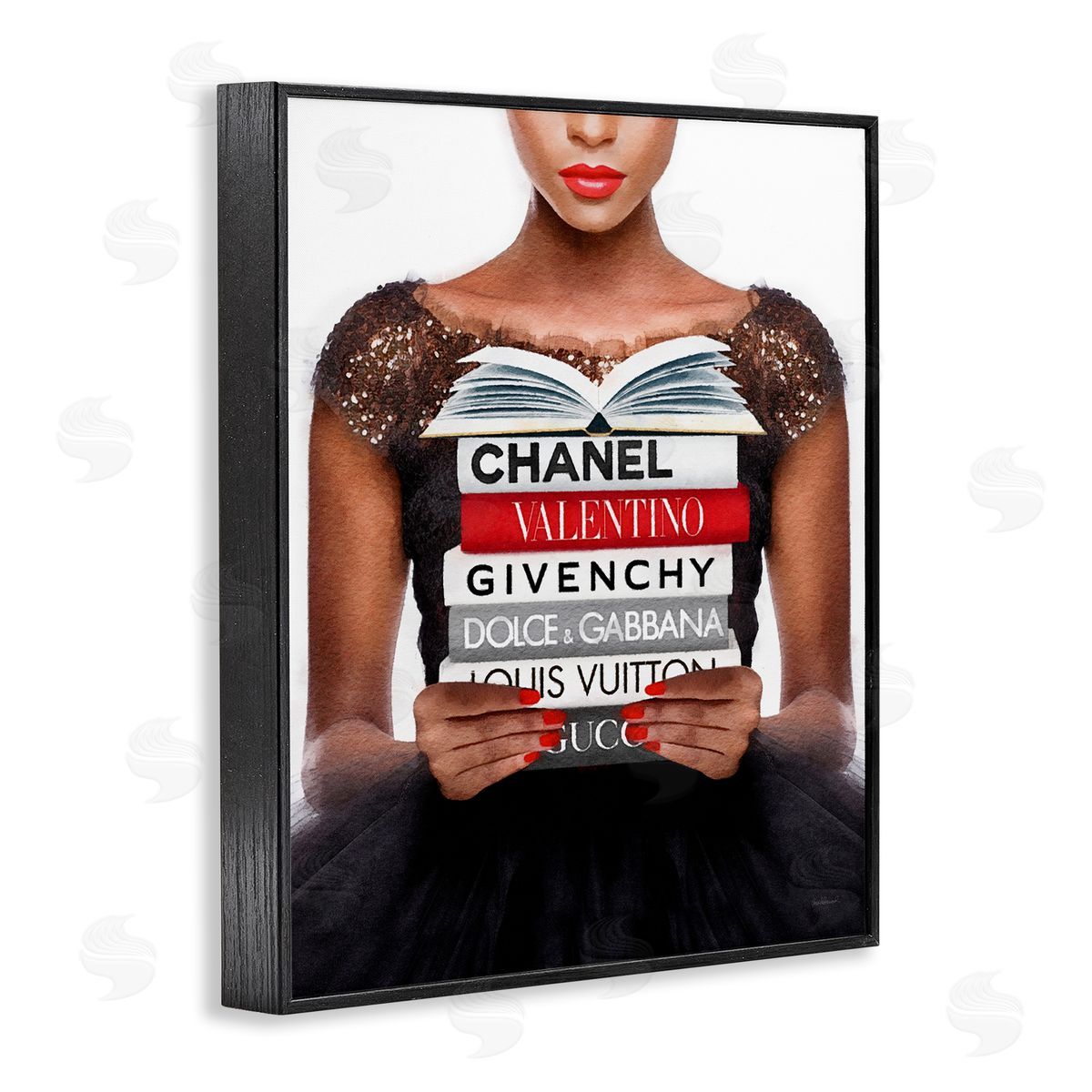 Amanda Greenwood Glam Girl & Books Black Framed Giclee Wall Artside_