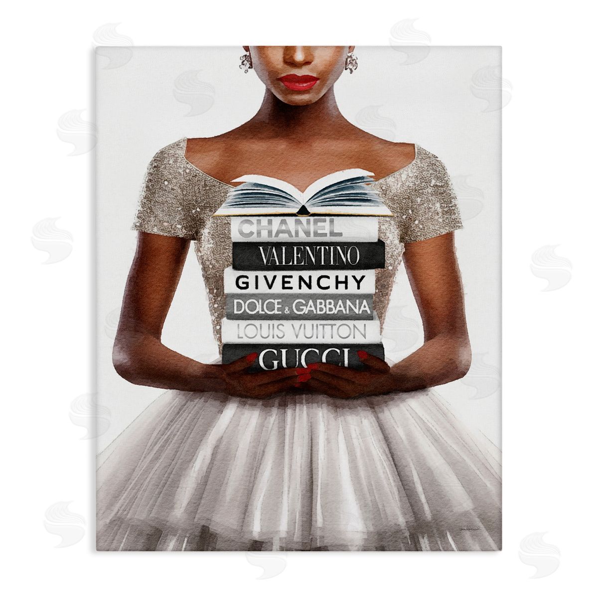 Amanda Greenwood Trendy Girl with Books Canvas Wall Art