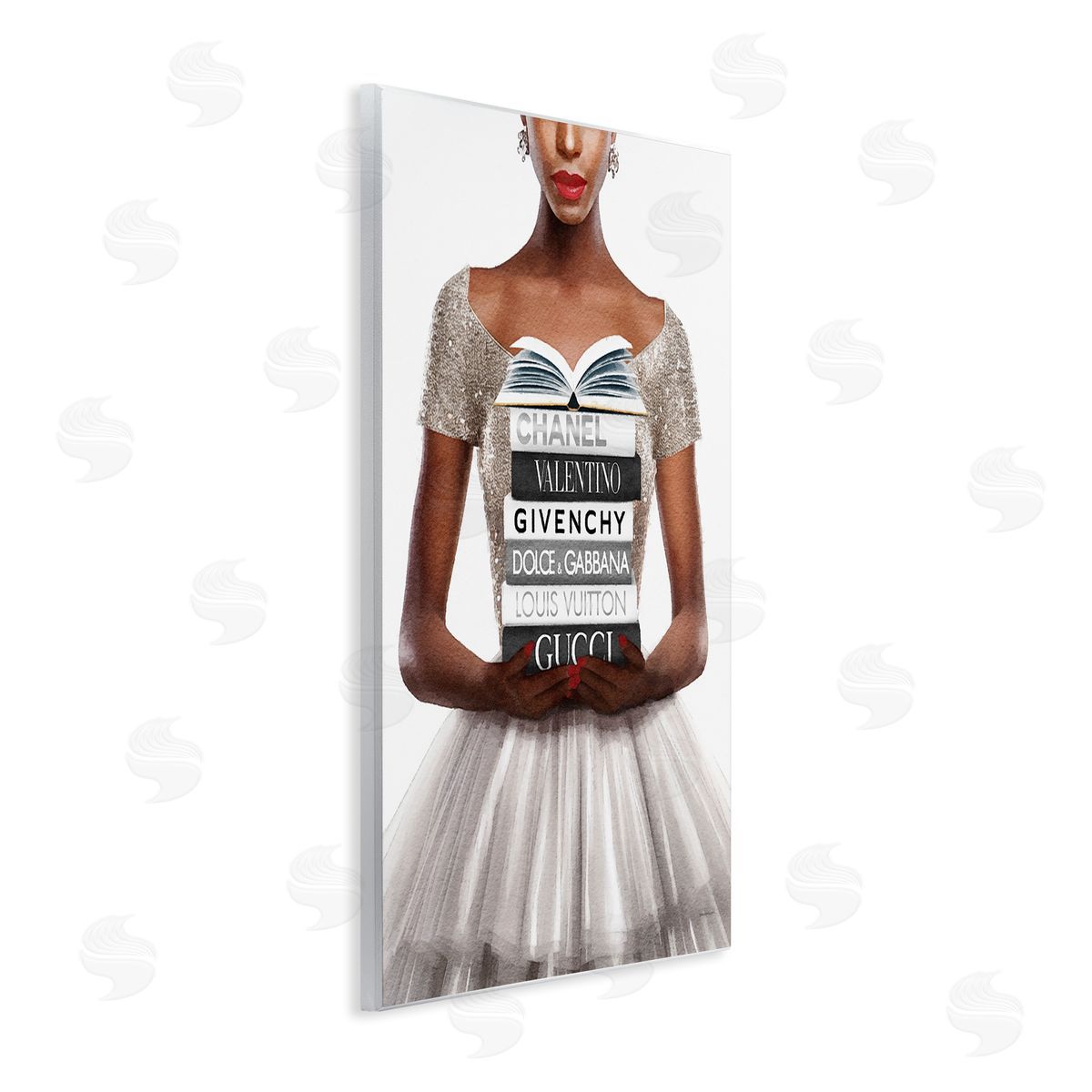 Amanda Greenwood Trendy Girl with Books Wall Plaque Artside_