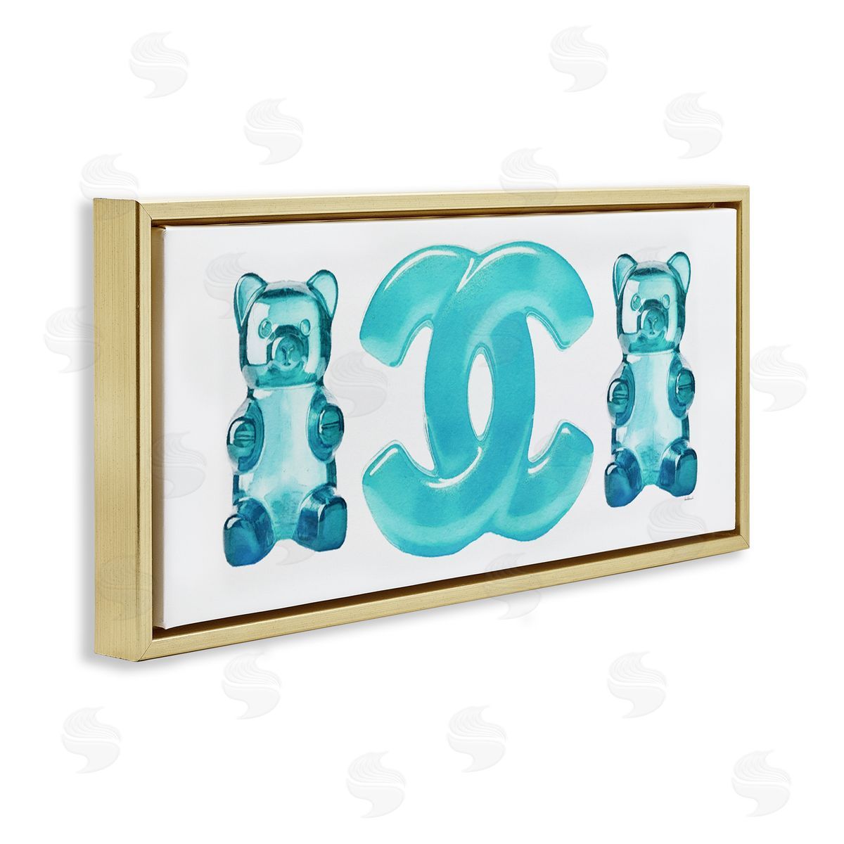 Amanda Greenwood Blue Glam Gummy Gold Floater Frame Canvas Artside_