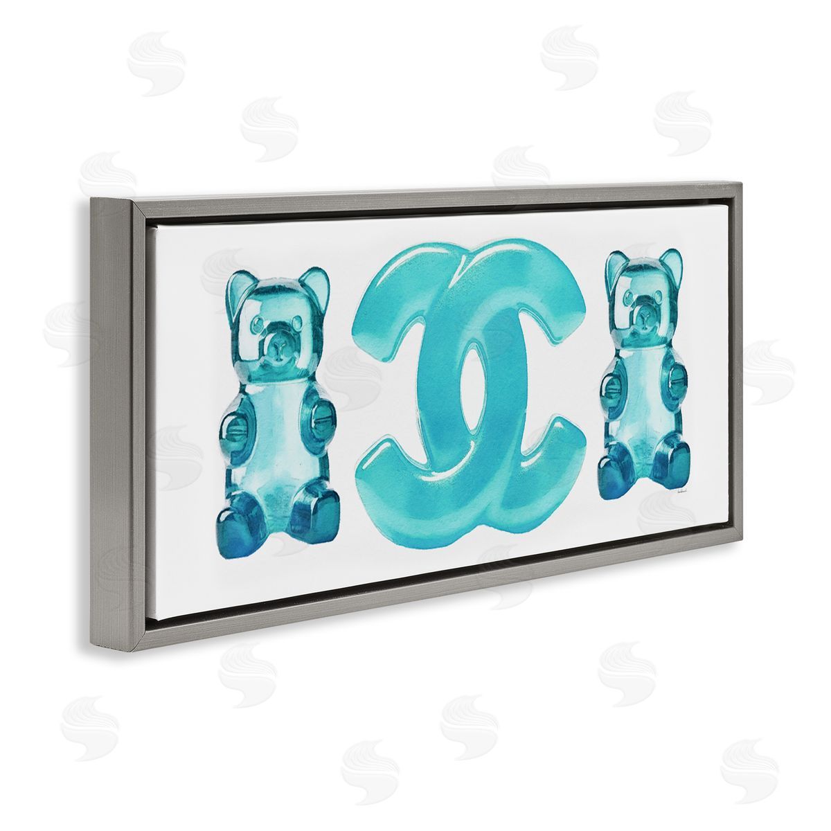 Amanda Greenwood Blue Glam Gummy Gray Floater Frame Canvas Artside_