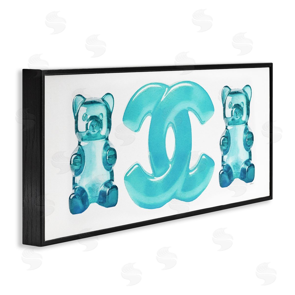 Amanda Greenwood Blue Glam Gummy Black Framed Giclee Wall Artside_