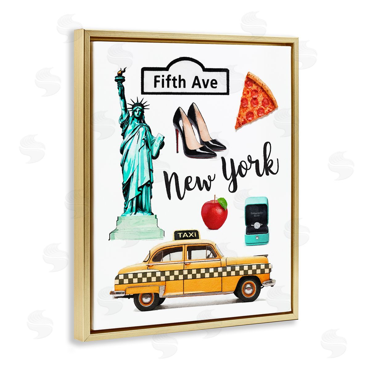 Amanda Greenwood New York Glam Travel Gold Floater Frame Canvas Artside_