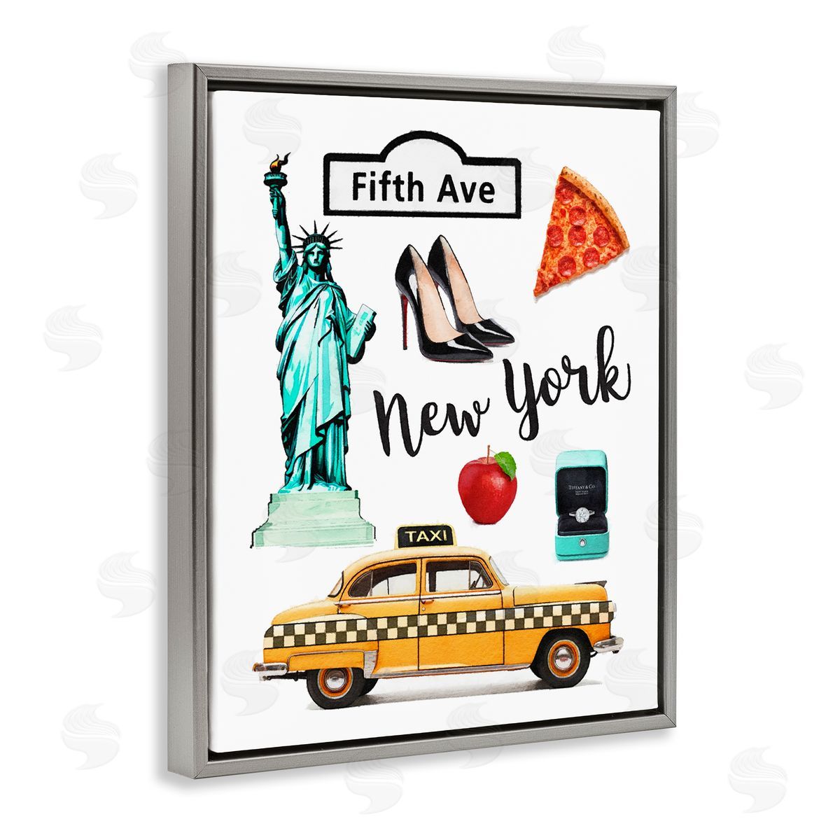 Amanda Greenwood New York Glam Travel Gray Floater Frame Canvas Artside_