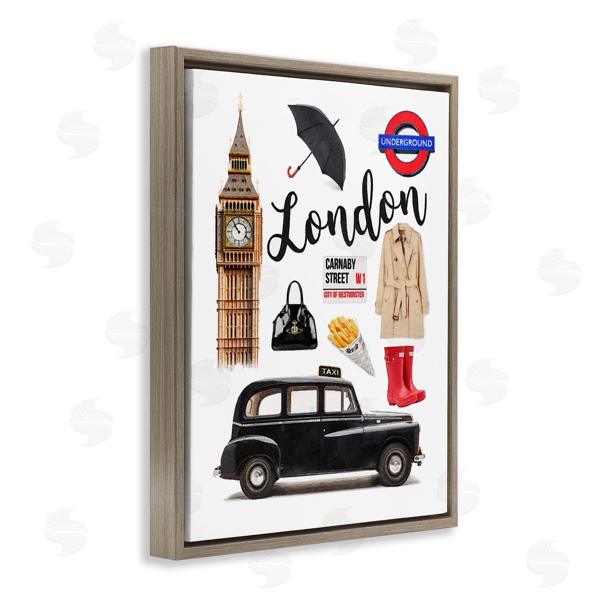 Amanda Greenwood London Glam Travel Brown Floater Frame Canvas Artside_
