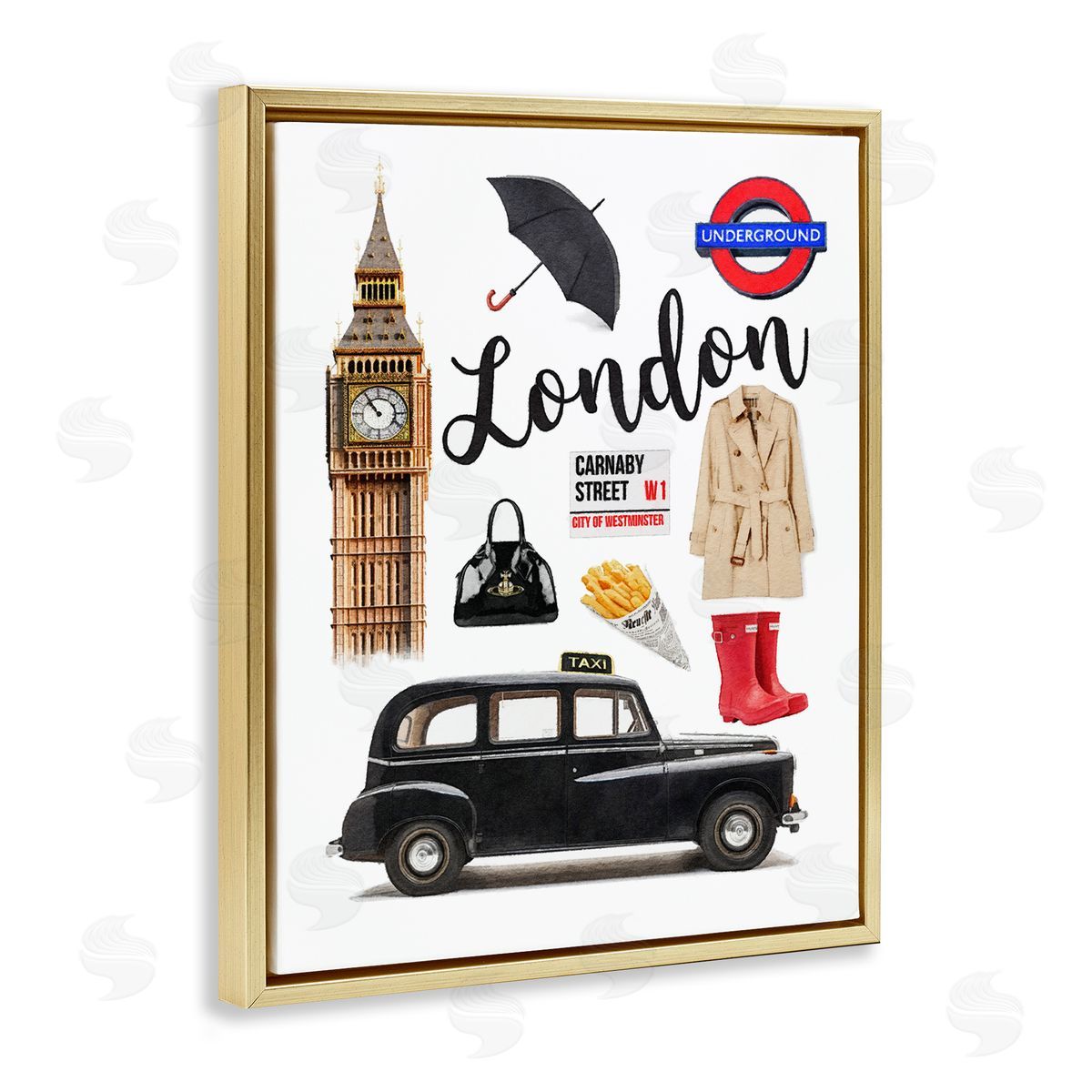 Amanda Greenwood London Glam Travel Gold Floater Frame Canvas Artside_