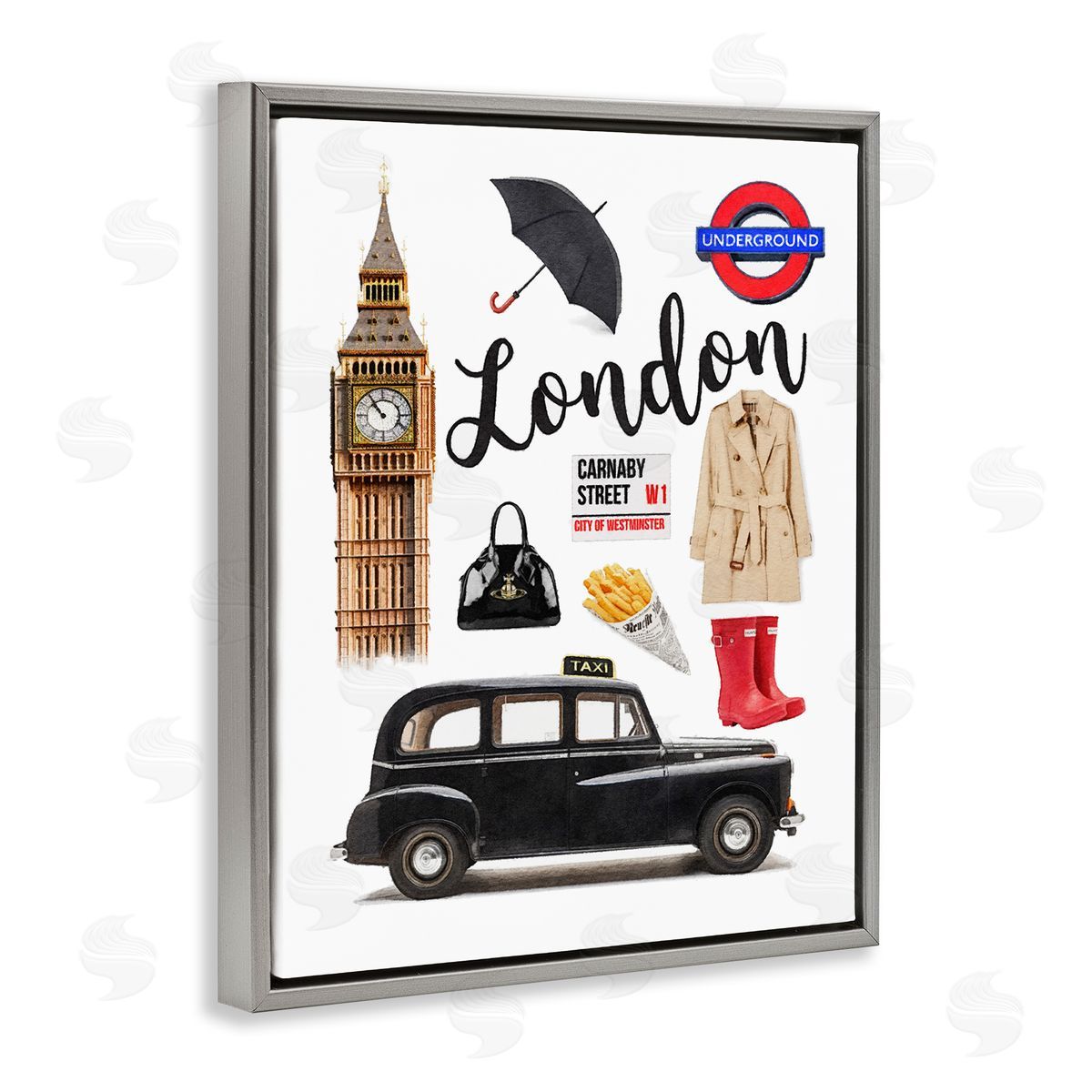 Amanda Greenwood London Glam Travel Gray Floater Frame Canvas Artside_