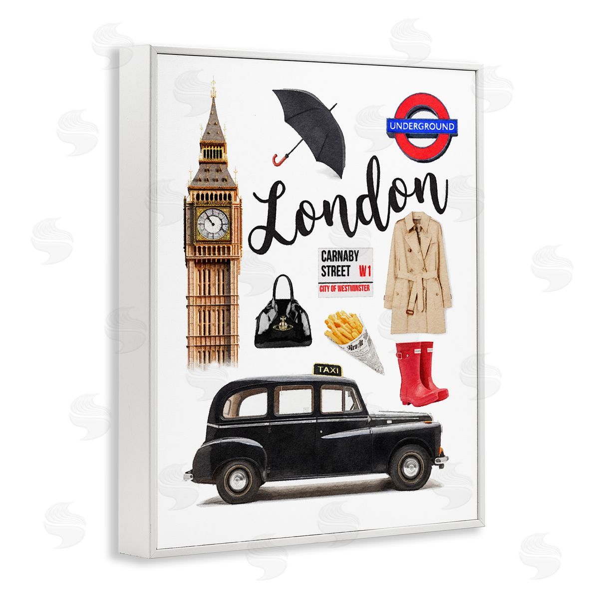 Amanda Greenwood London Glam Travel White Framed Giclee Wall Artside_