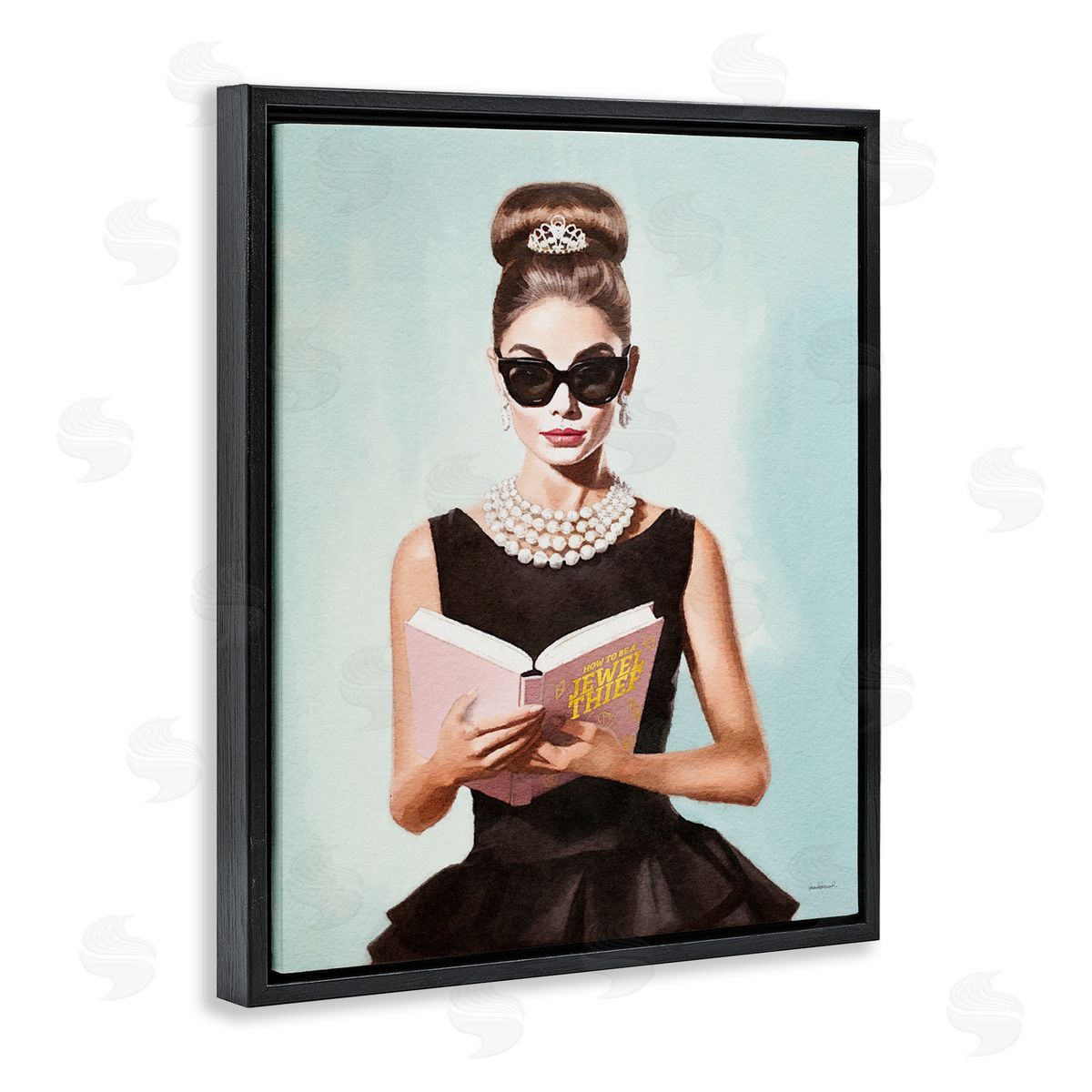 Amanda Greenwood Trendy Woman Reading Black Floater Frame Canvas Artside_