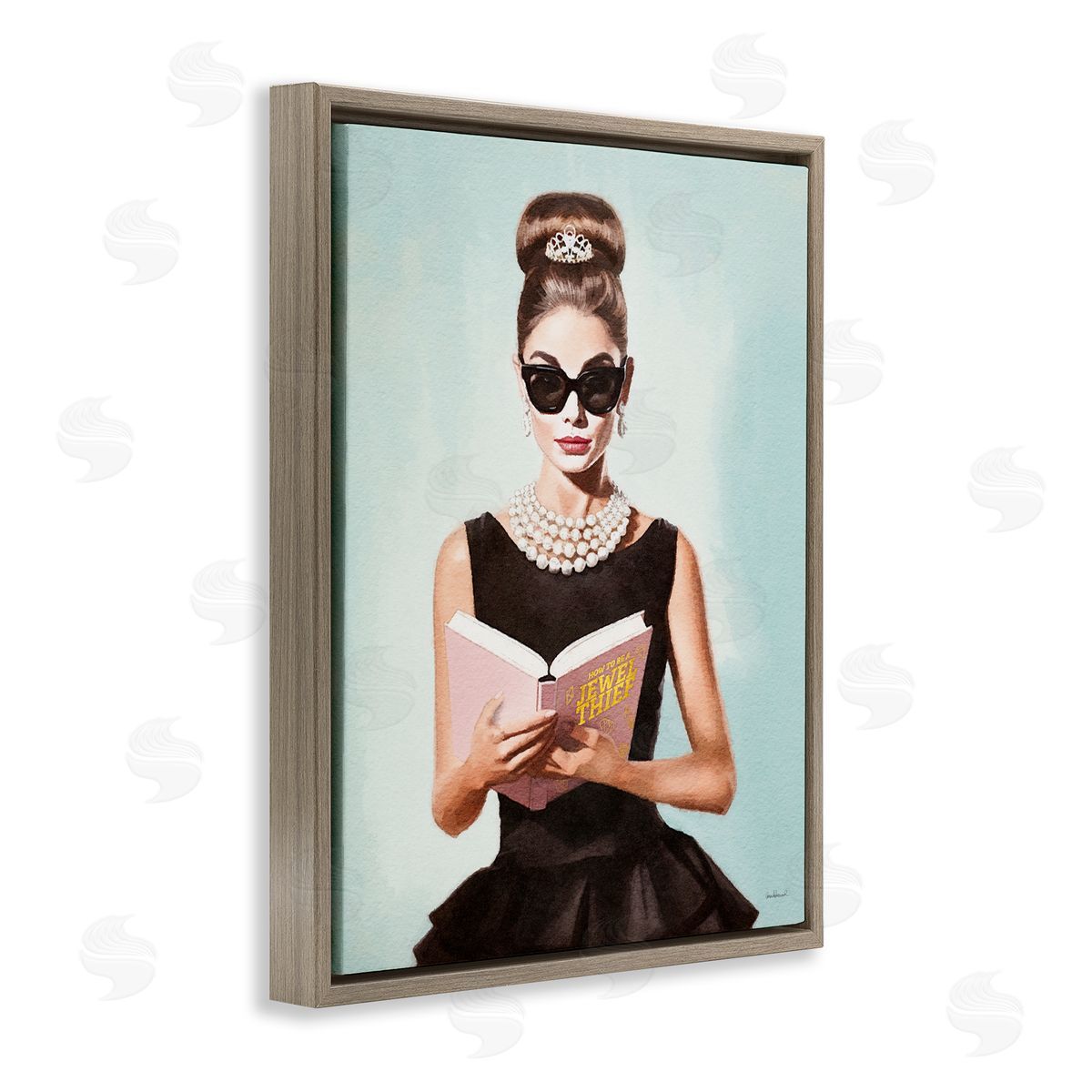 Amanda Greenwood Trendy Woman Reading Brown Floater Frame Canvas Artside_