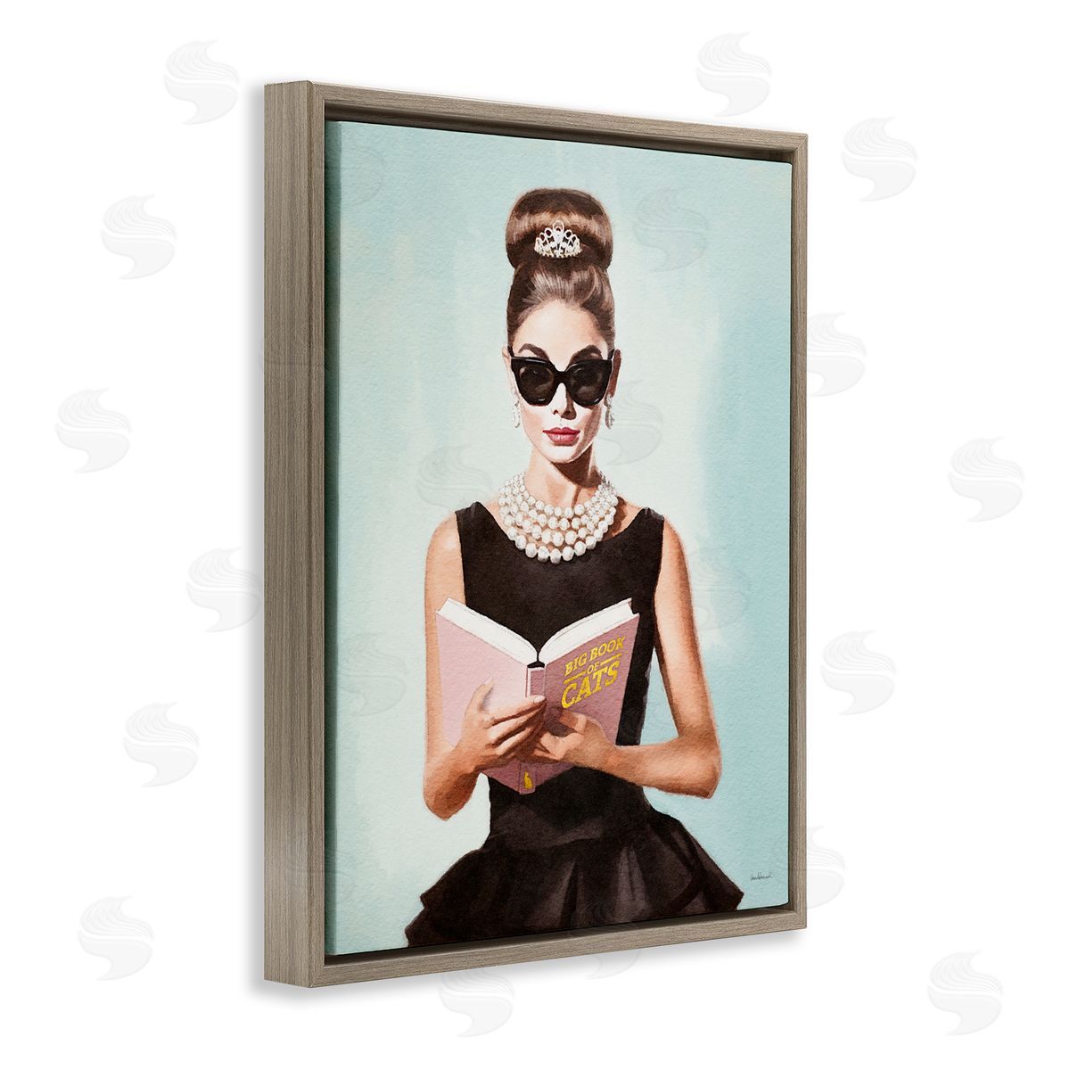 Amanda Greenwood Fashion Girl Reading Brown Floater Frame Canvas Artside_