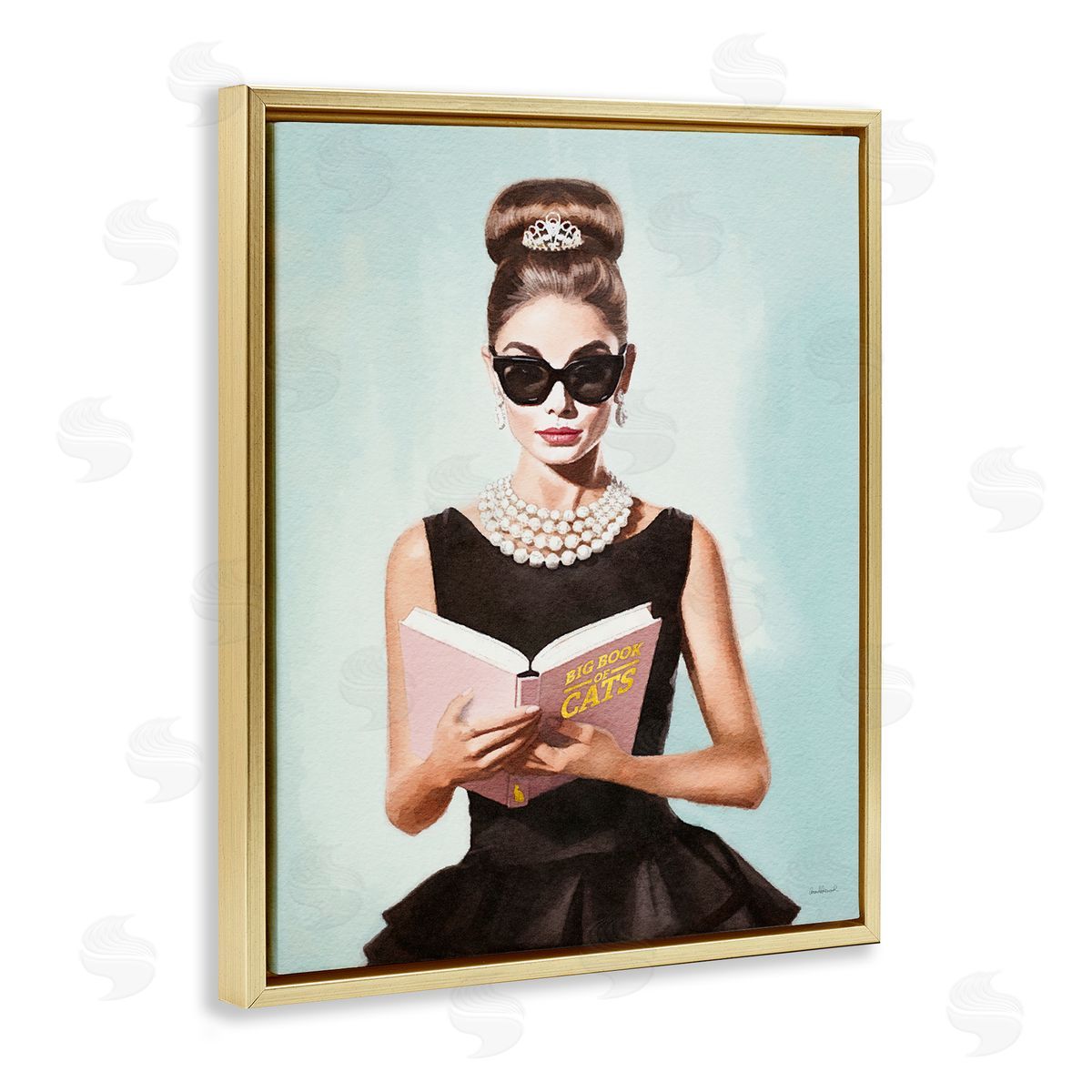 Amanda Greenwood Fashion Girl Reading Gold Floater Frame Canvas Artside_