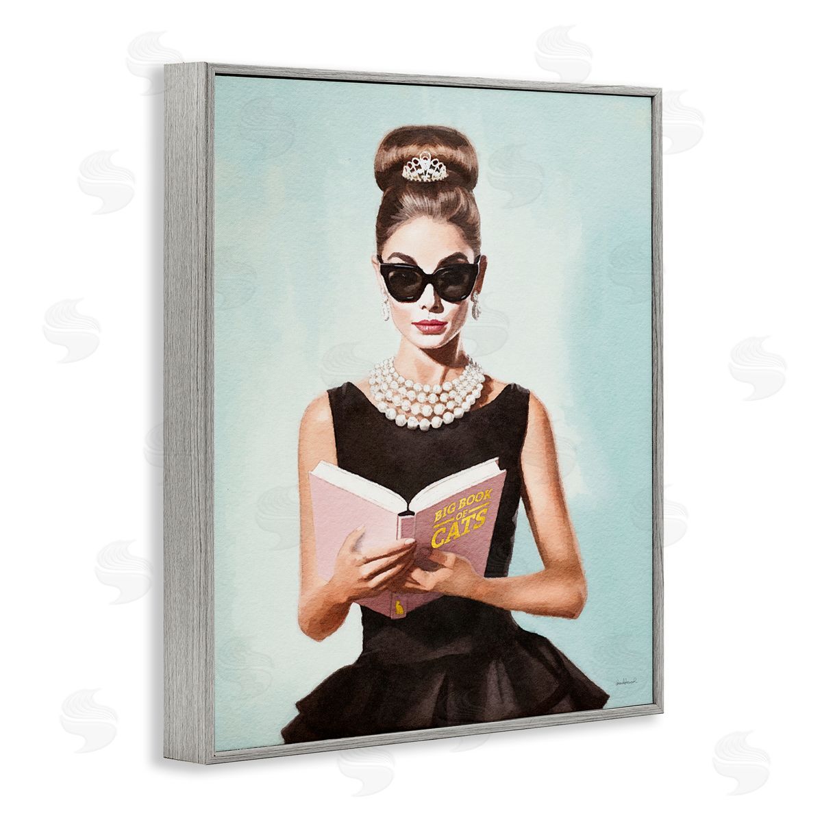 Amanda Greenwood Fashion Girl Reading Gray Framed Giclee Wall Artside_