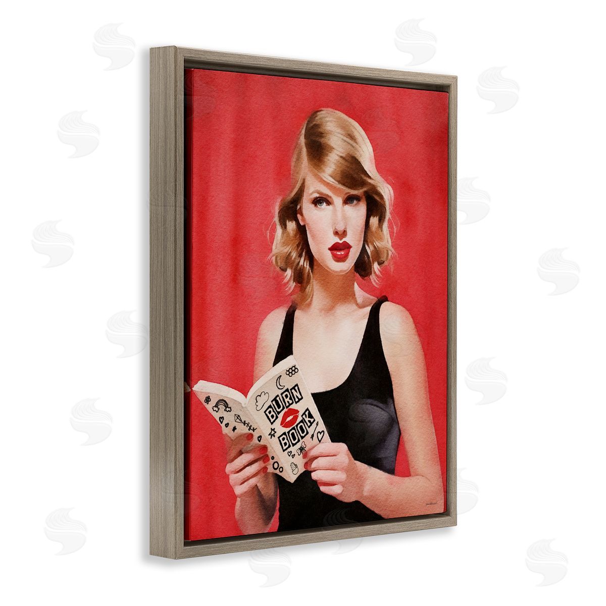 Amanda Greenwood Popstar Reading Book Red Brown Floater Frame Canvas Artside_