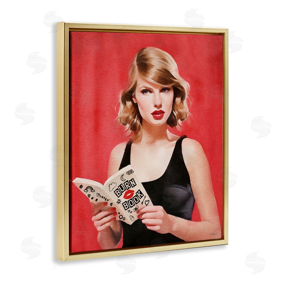 Amanda Greenwood Popstar Reading Book Red Gold Floater Frame Canvas Artside_