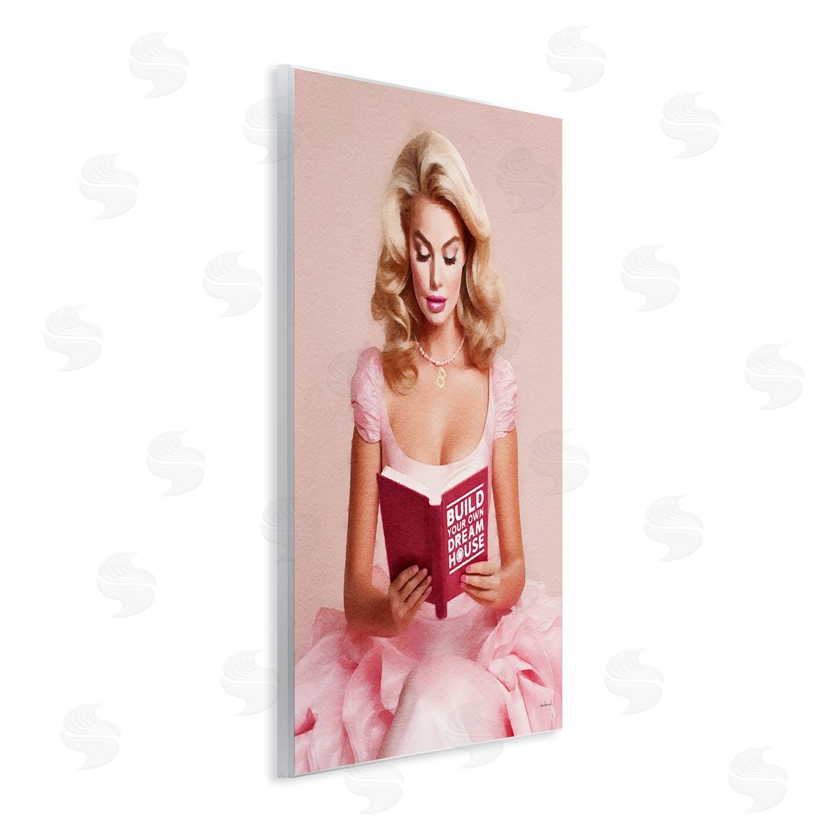 Amanda Greenwood Girl in Pink Reading Wall Plaque Artside_