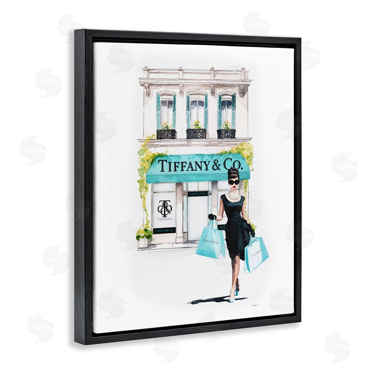 Amanda Greenwood Girl with Shopping Bags Black Floater Frame Canvas Artside_