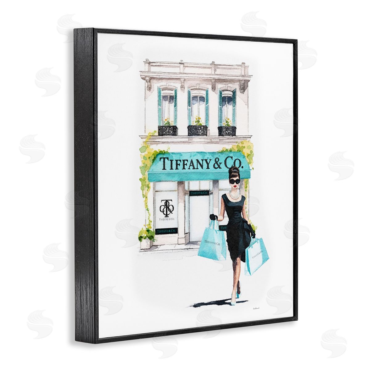 Amanda Greenwood Girl with Shopping Bags Black Framed Giclee Wall Artside_