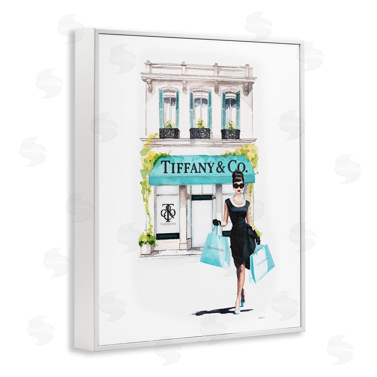 Amanda Greenwood Girl with Shopping Bags White Framed Giclee Wall Artside_