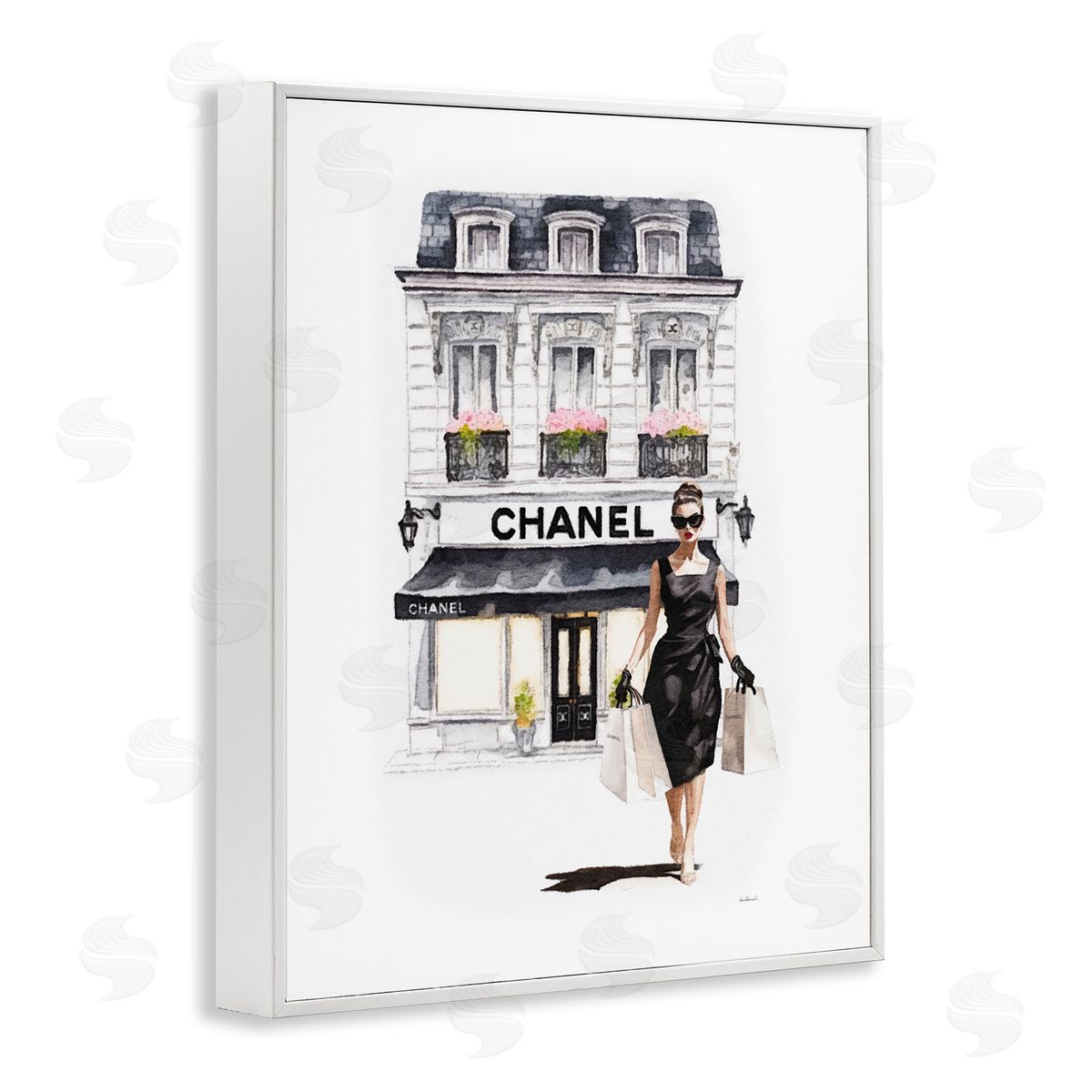 Amanda Greenwood Shopping Fashion Storefront White Framed Giclee Wall Artside_