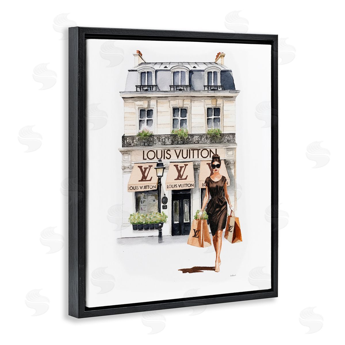 Amanda Greenwood Fashion Girl Shopping Black Floater Frame Canvas Artside_