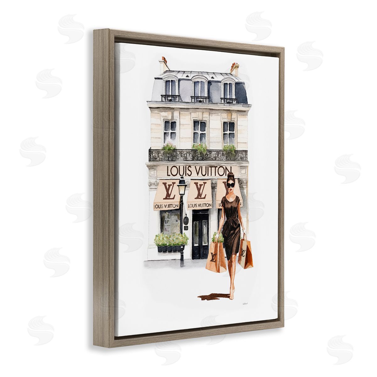 Amanda Greenwood Fashion Girl Shopping Brown Floater Frame Canvas Artside_