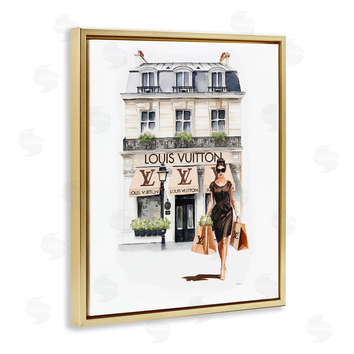 Amanda Greenwood Fashion Girl Shopping Gold Floater Frame Canvas Artside_