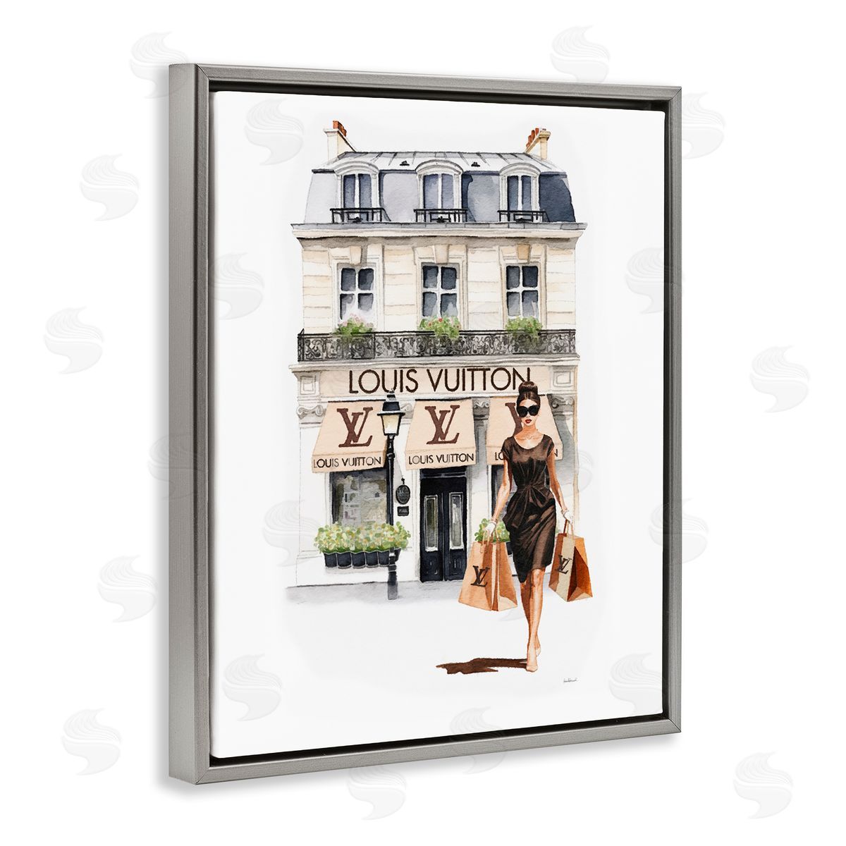 Amanda Greenwood Fashion Girl Shopping Gray Floater Frame Canvas Artside_