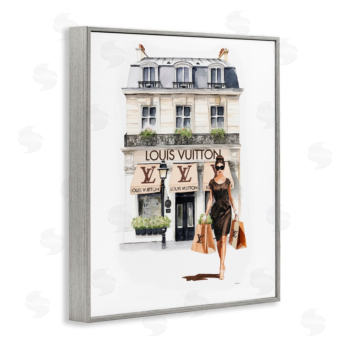 Amanda Greenwood Fashion Girl Shopping Gray Framed Giclee Wall Artside_